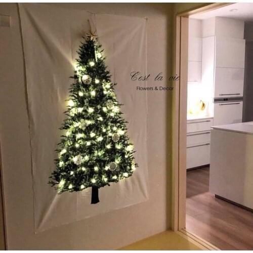 Home Decoration Christmas Pine Tree Tapestry Wall Hanging for Bedroom Living Room Party 150*75cm
