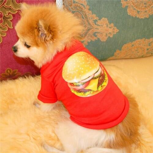 Spring Summer Pet Dog Cat Clothes Hamburger and Candy Print Vest Cartoon Dog Cat Vest Shirt Chihuahua Clothes