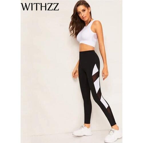 WITHZZ Mesh Leggings Women Leggins Elbows for Fitness Legins Workout Jeggings Tayt Sporting Athleisure Sportleggings Pants