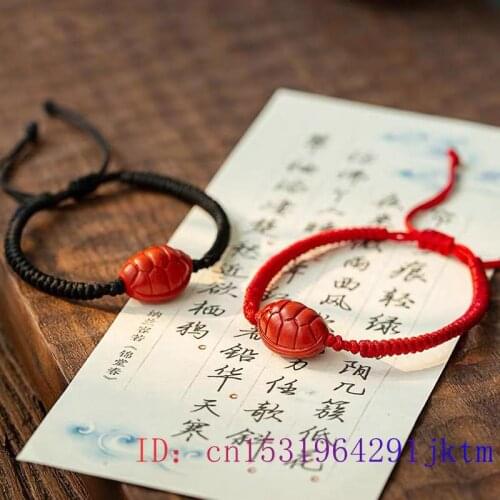 Cinnabar Turtle shell Bracelet Women Red Jade Jewellery Fashion Gifts Charm Natural Carved Chinese Amulet