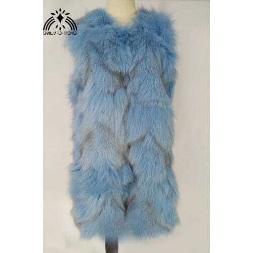 Real genuine natural fox fur Vest womens long fashion warm winter gilet jacket customized big size