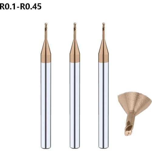 1pcs Micro Diameter Tungsten Steel Ball End Mill HRC55 Deep Groove Milling CNC Machine Round Carbide Cutter R0.1-R0.45
