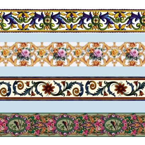 10M Self adhesive Totem Floral Wall Sticker Waist Line Wallpaper Borders Stickers DIY Home Decor Glass Tile Decoration Papers