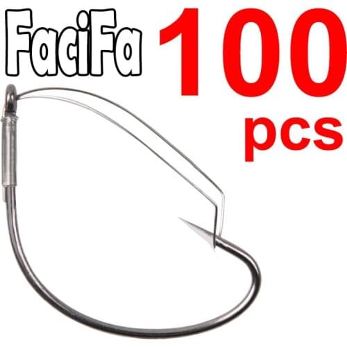 100 pcs Weedless Barbed Fishing Hook High Carbon Steel Wacky Rig Hook Bass Single Worm hook lure bait holder