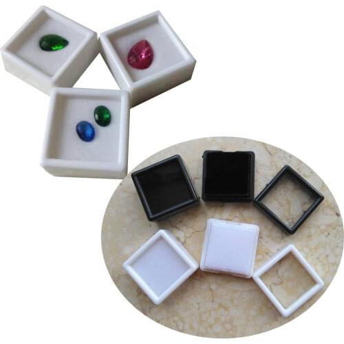 Wholesale 100Pcs Gemstones Display Box Loose Diamond Jewelry Organizer Case Holder Gem Storage Container White Black