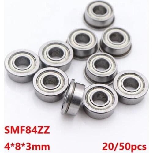 20pcs/50pcs SMF84ZZ 4x8x3mm Mini Flange Bearings Stainless steel bearings Miniature Deep groove Ball Bearing