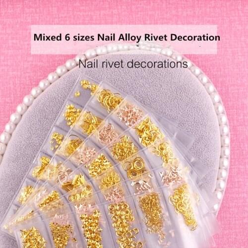 2018 New Mixed Round Square Star Rivet Studs Metal Alloy Design Nail Art Decorations 3D DIY Nail Stickers Jewelry Nail Charms