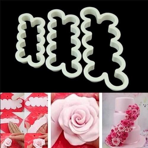 3pcs/set Rose Cake Cut Biscuit Turn Sugar Wedding Cake Decoration Cutting Machine Kitchen Baking Tools LM 006