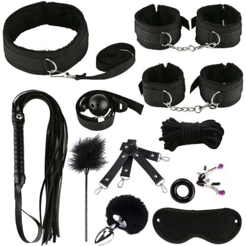 12pcs Bondage Handcuffs Sex Game Erotic Sex Toys Leather Erotic BDSM Sex Kits