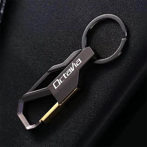 Laser engraving style car Keychain Metal Alloy Buckle Waist Car Key Chain car logo Key Chain accessories for Skoda OCTAVIA 2015