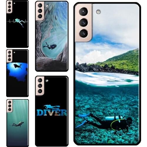 Scuba Diver Diving TPU Phone Case For Samsung Galaxy S21 Ultra S8 S9 S10 S20 Plus S20FE Note 10 9 20 Cover