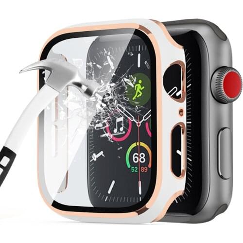 Case+film for Apple watch 44mm 40mm 42mm 38mm iwatch series 6/5/4/3/2 matte Plastic cover hard frame with glass film Accessories