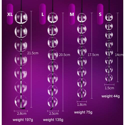 Erotic Glass Anal Beads Unisex Anal Plug Big Crystal Balls Gay Butt Plug Dildo Intimate Sexual Adult Sex Toys for Men Woman