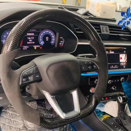 Carbon Fiber Racing Steering Wheel Preforated Leather For Audi A6 A6L A7 C8