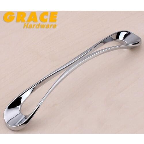 Chrome Cabinet Drawer Knob Modern And Simple European Style Garden Wardrobe Cabinet Handle(C.C:160mm,L:180mm)