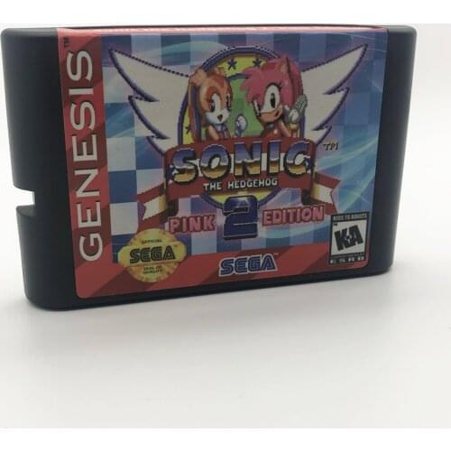 Sonic 2 Pink Edition 16 bit MD Game Card For Sega Mega Drive For Genesis