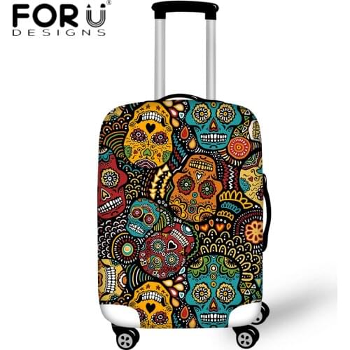 FORUDESIGNS Personlized Gothic Skull Design Luggage Covers New Fashion Travel Accessories Elastic Durable Suitcase Protect Case