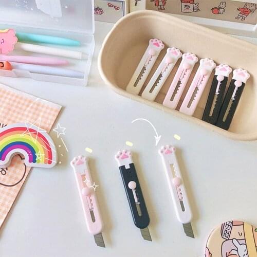Mini Pocket Cute Cat Paw Art Utility Knife Express Box Knife Paper Cutter Craft Wrapping Blade Stationery Nice Knife Comfortable