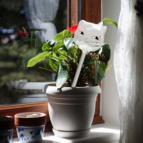 3PCS Cute Cat Shaped Self Watering Bulb Clear Glass Plant Automatic Water Feeder Globe Tool Transparent Auto Drip Irrigation