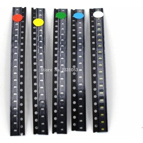 100PCS/LOT SMD 0603 LED Kit Super Bright Red/Green/Blue/Yellow/White Water Clear LED Light Diode Bead Kit 1.6*0.8*0.6mm 5 Colors