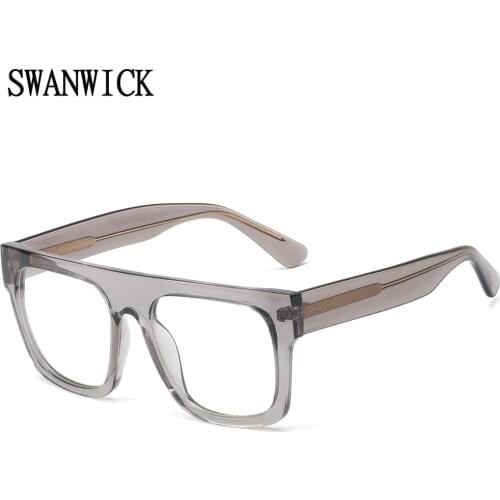 Swanwick TR90 square glasses male spectacle frames optical big eyeglasses womens fashion decoration transparent grey unisex