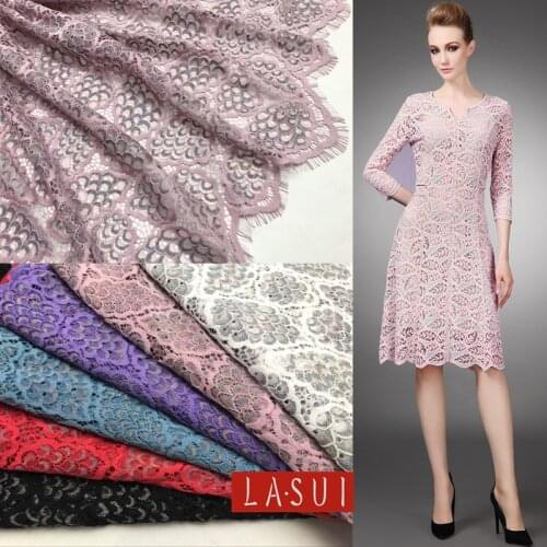 LASUI NEW1.5m *1.5m=1 piece color silk Eyelash French lace hollow Fabric 6 colors fashionable dress DIY Comfortable soft C0116