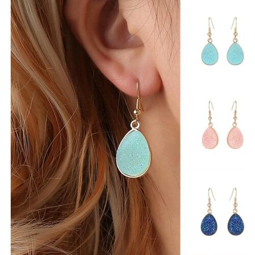 Fashion Women Water Drop Drusy Dangle Hook Earrings Unique Party Jewelry Gift new