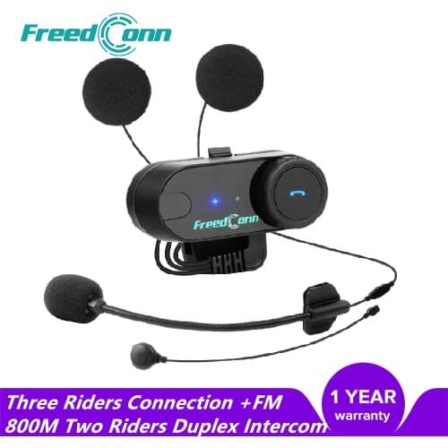 Motorcycle Helmet Headset TCOM-VB FM Bluetooth Moto Headset 800M 2-Way Radio Motorbike Interphone Intercom Communication System