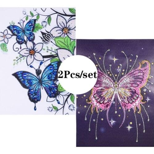 2Pcs 5D Special Shaped Diamond Painting Drill DIY Colorful Butterfly Cross Stitch Embroidery Picture Home Decor Diamond Painting