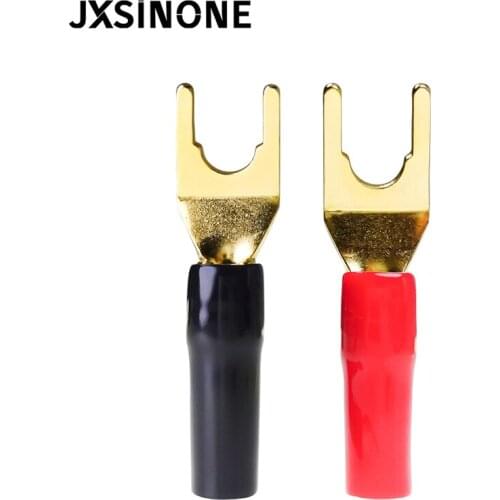 Cleqee "U""Y" Gold Plated Spade Fork Banana Plug Set Solderless Speaker Cable Wire Connector Banana Plugs Adapter Audio Terminal