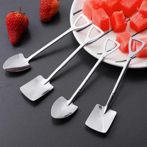 2Pcs Coffee Spoon Cutlery Set Stainless Steel Retro Iron Shovel Ice Cream Spoon Scoop Tea-Spoon Fashion Tableware Coffee Scoop