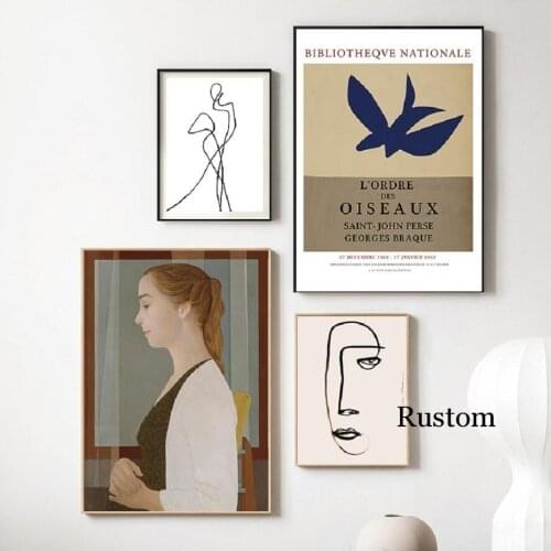 Wall Paintings Abstract Nordic Canvas Poster Picture for Home Design Female Wall Art Printing for Home Room Decor Frameless