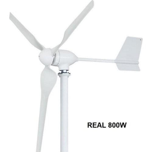Real 800W 12V Wind Turbines Generator+ Charge Controller 24V 48V 3 Blades Horizontal Axis Permanent Magnet Generator for Home
