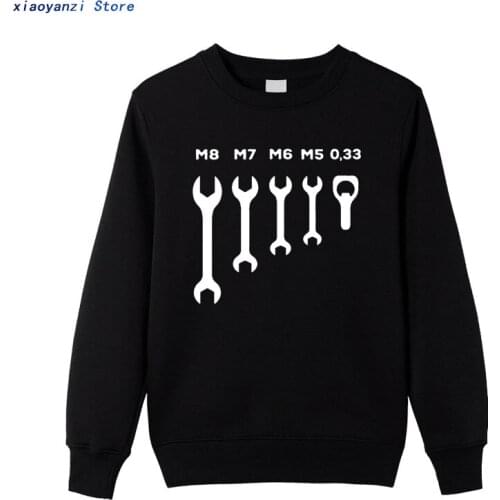 NEW Mens funny wrench jaw spanner beer car mechanic gift Men Design Sweatshirts Round Collar hoodies Fitness pullovers