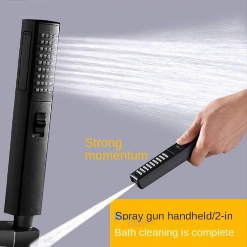 Rectangle Shower Head Hand-Held Rain Spray Two Function One Key Switch Abs Pressurized Water-Saving Bathroom Accessories Faucet