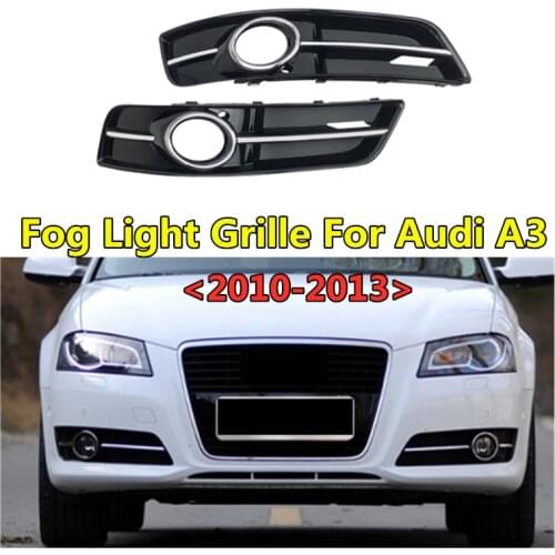 WL ABS Grills Facelift Car Front Lower Bumper For Audi A3 Fog Light Grille 2010 2011 2012 2013 Fog Lamp Frame OEM 8P0807681J