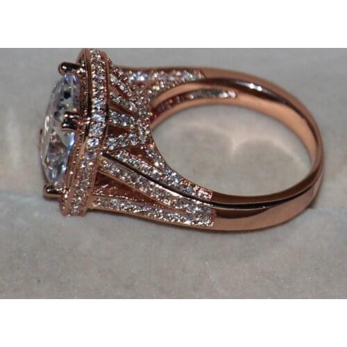 Luxury 192 pcs Tiny AAA CZ Women Fashion Jewelry Princess 925 Silver Simulated stones Rose gold Wedding band Ring Gift Size5-11