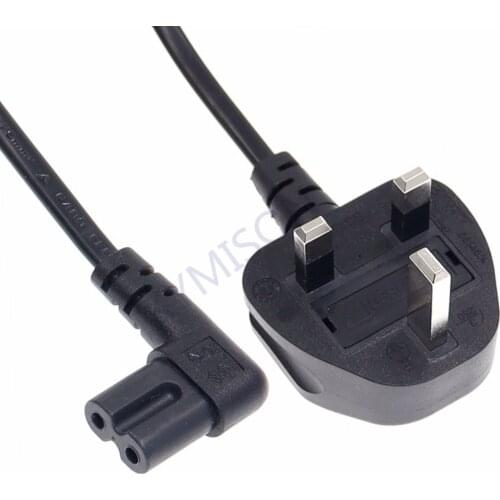 3M UK British 3-prong to Figure 8 C7 Right Angled Singapore Malaysia AC Power Cord Cable Lead for TV Printers Cameras PS4 PS3 3M