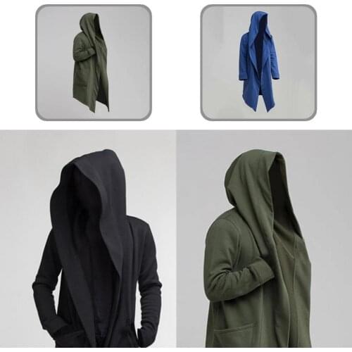 Fabulouse Men Jacket Long Sleeve Big Pockets Costume Cardigan Trench Coat