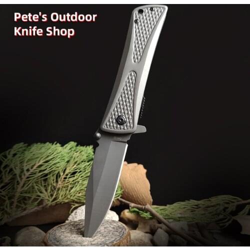 Mafia Series 2 Folding Knife, 0.1 Second Opening Gray Titanium Anti-rust Outdoor Camping Hunting Tactics Survival Knife EDC Tool