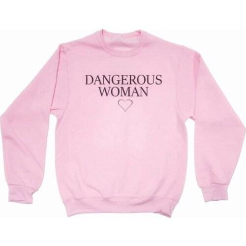 Skuggnas DANGEROUS WOMAN punk Sweatshirt Casual Tumblr heart pink Long Sleeve Hoodie Jumper grunge harajuku aesthetic Tops