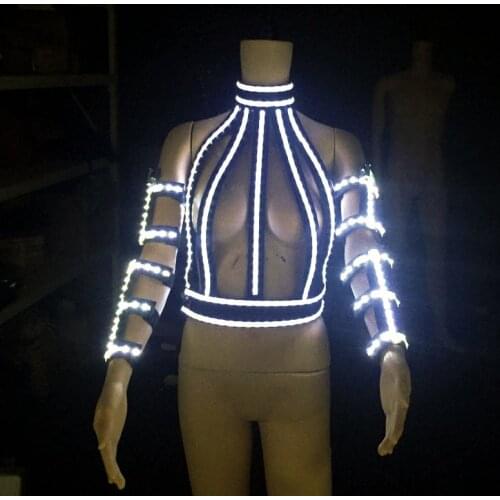 LED Lumious Top Light up led costume singer dancer stage show wear