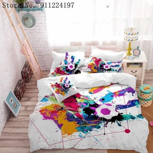 Tie Dye Bedding Set 3D Football Printing 3Pcs Duvet Cover For Boys Kids Home Textile Quilt Cover Single Double Queen King Size