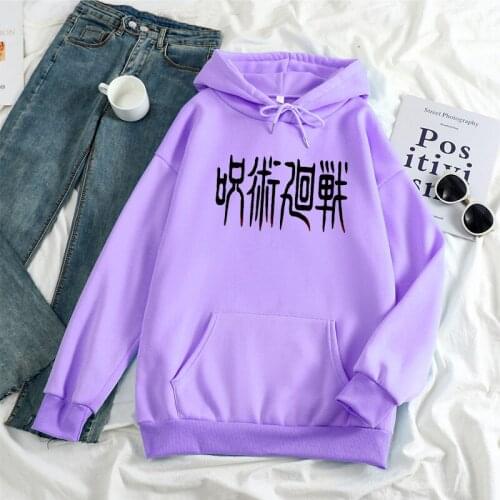 Kpop Anime Jujutsu Kaisen couple hip hop Harajuku letter Hoodie Fleece Candy winter Sweatshirt Hoodie Casual Pullover man Unisex