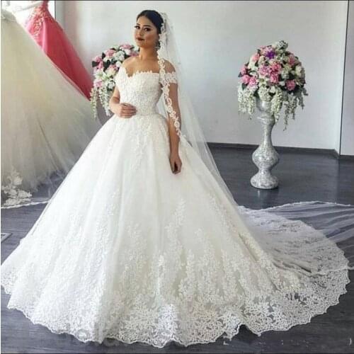 Tulle Lace Wedding Dress with Sleeveless Off The Shoulder Lace Up Back Robe De Mariee Custom Made Bridal Gown Hot Sale