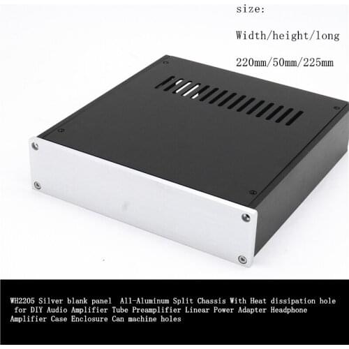 WH2205 Silver Aluminum Chassis With Heat dissipation hole Can machine holes for DIY Headphone Audio Amplifier Tube Preamplifier