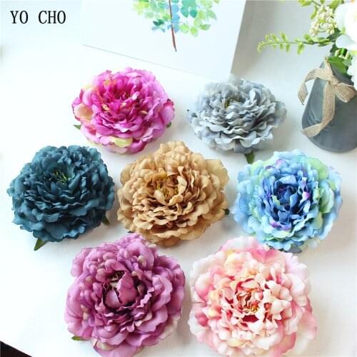 YO CHO Artificial Flower Hi-Quality Large Silk Peony Flower Head White Fake Flore For Wedding Home Party Decoration China flower