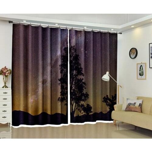 Customized Blackout Curtains Night sky 3D Print Window decorate Drapes For Living room Bed room Office Hotel Wall Tapestry