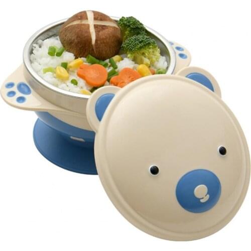 1 Set Children Bowl Cartoon Bear Large Capacity BPA Free Kids Insulated Feeding Bowl Toddler Solid Feeding Dishes