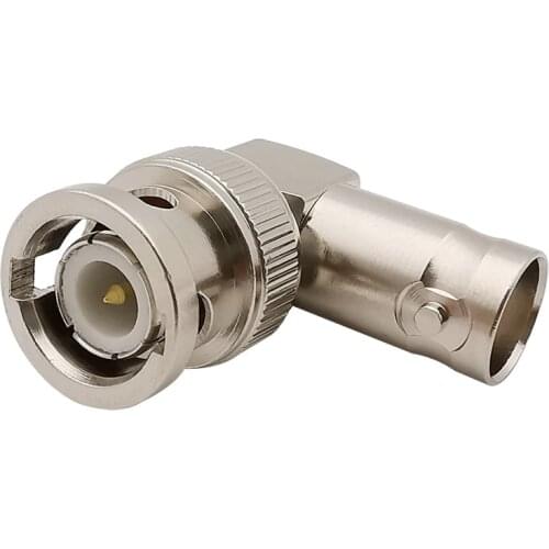 1Pcs Copper BNC Male Plug to BNC Female Jack Right Angle 90 Degree Adapter Coaxial Connectors #Rocheuk